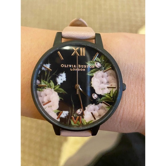 OLIVIA BURTON pink and black flower watch - Picture 2 of 6